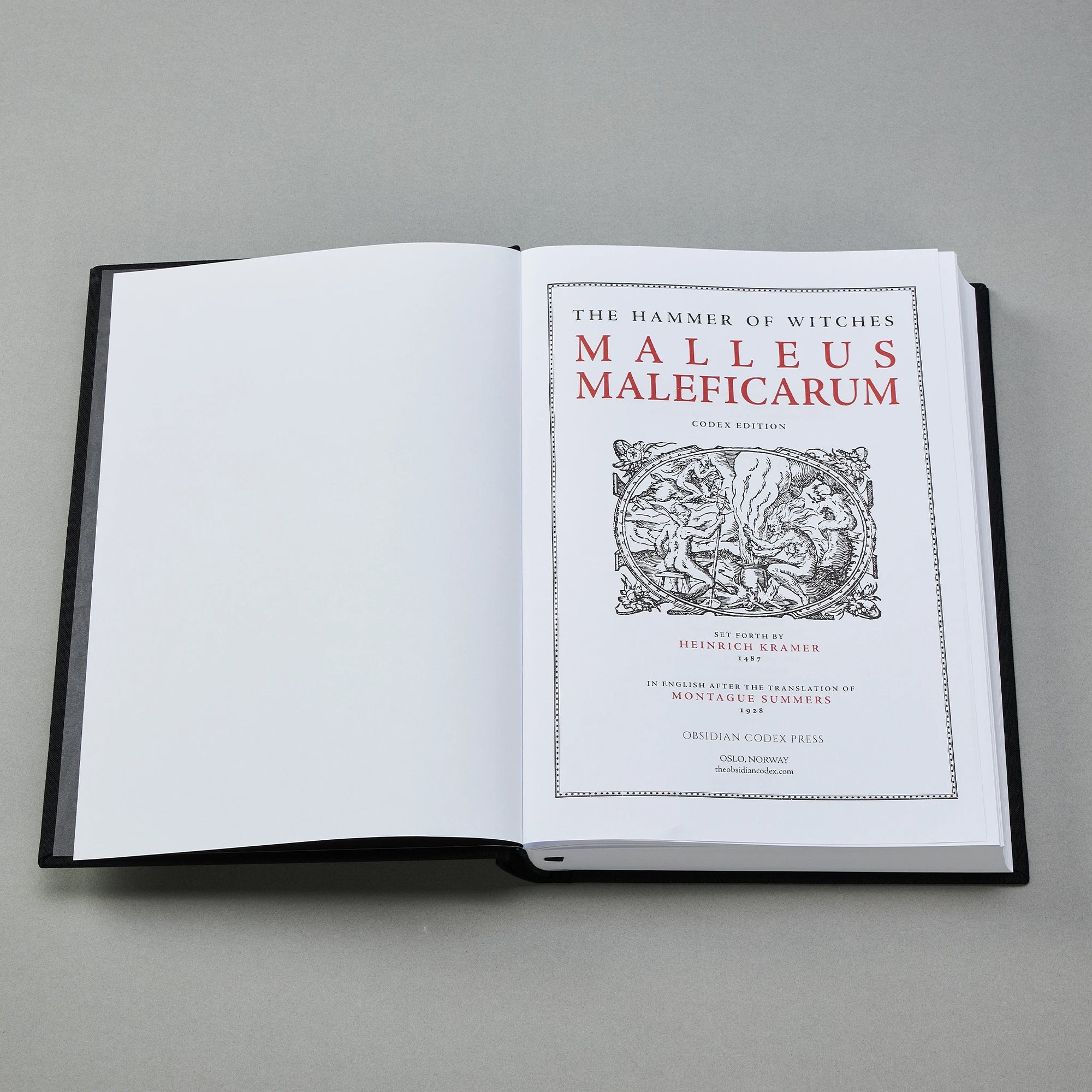 The Malleus Maleficarum, Codex Edition — housed in a red cloth slipcase with a silkscreened witchcraft woodcut